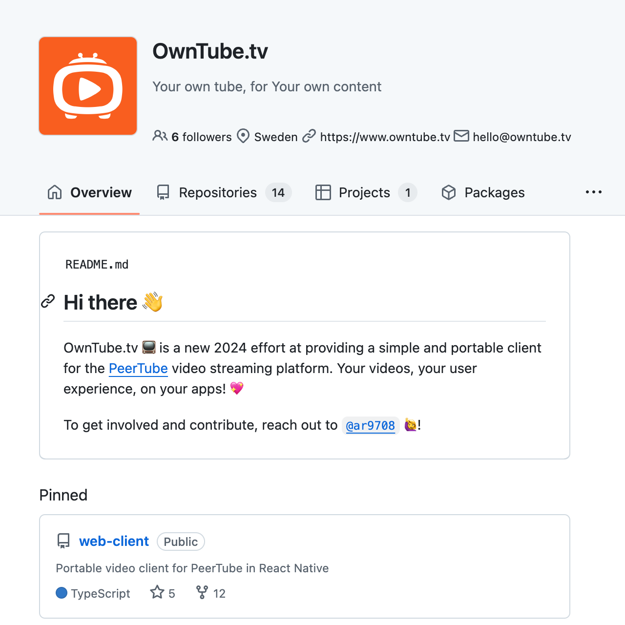 OwnTube GitHub Profile